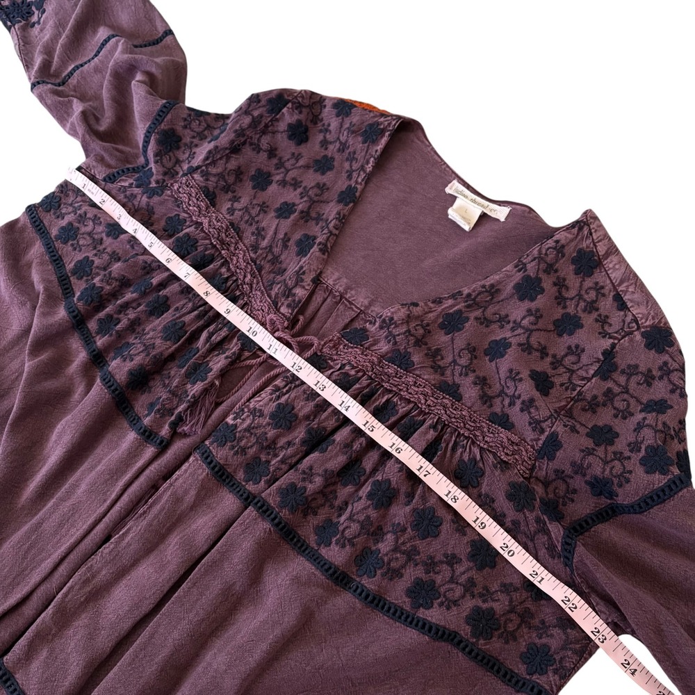 Boho Purple Embroidered Floral Tassel Kimono Cardigan Duster L Whimsigoth Fairy - Picture 11 of 11